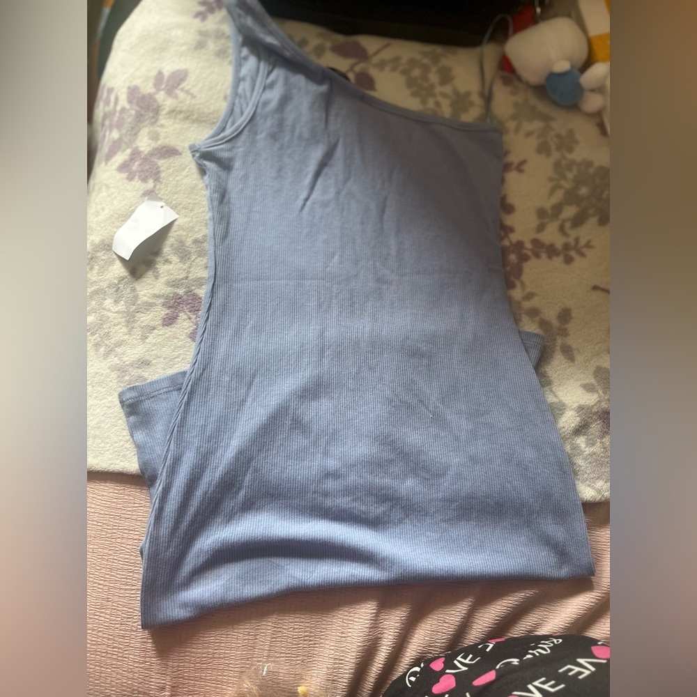 One Shoulder Blue Dress